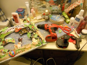 My work station at the bathroom sink!